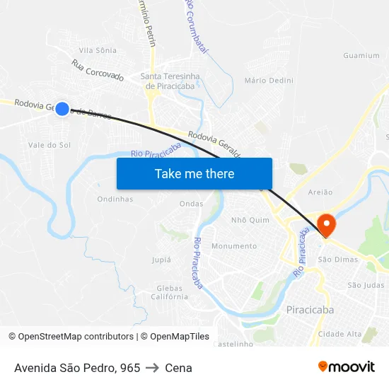 Avenida São Pedro, 965 to Cena map