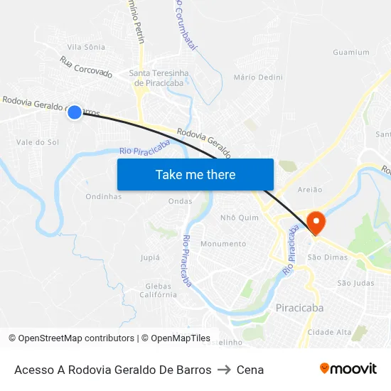 Acesso A Rodovia Geraldo De Barros to Cena map