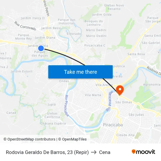 Rodovia Geraldo De Barros, 23 (Repir) to Cena map