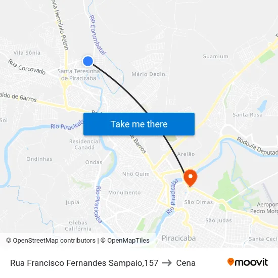 Rua Francisco Fernandes Sampaio,157 to Cena map