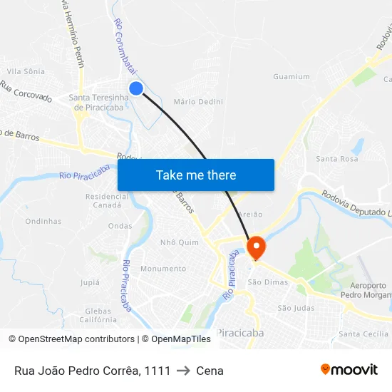Rua João Pedro Corrêa, 1111 to Cena map