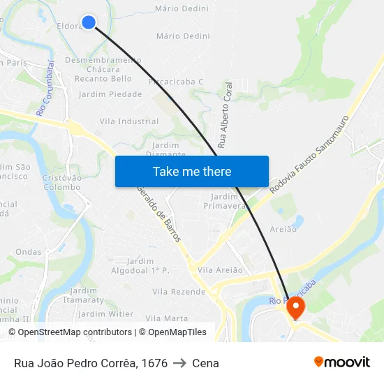 Rua João Pedro Corrêa, 1676 to Cena map