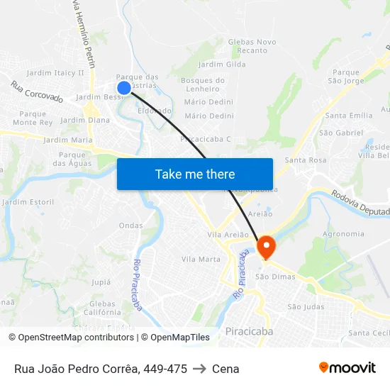 Rua João Pedro Corrêa, 449-475 to Cena map