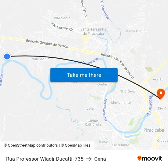 Rua Professor Wladir Ducatti, 735 to Cena map