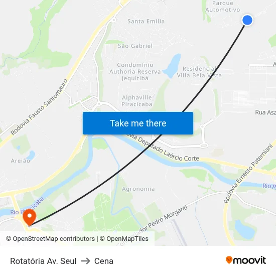 Rotatória Av. Seul to Cena map