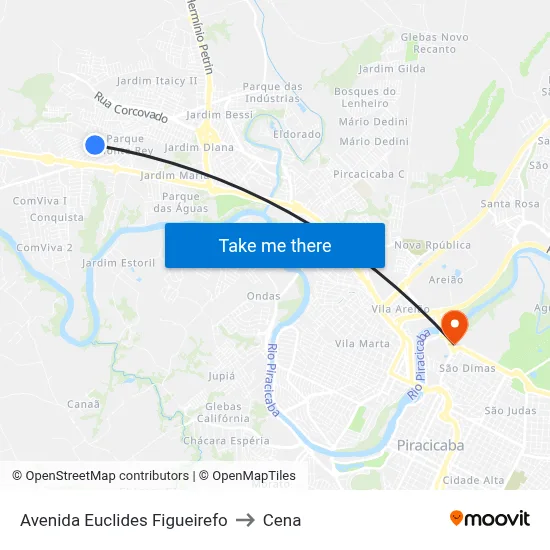 Avenida Euclides Figueirefo to Cena map
