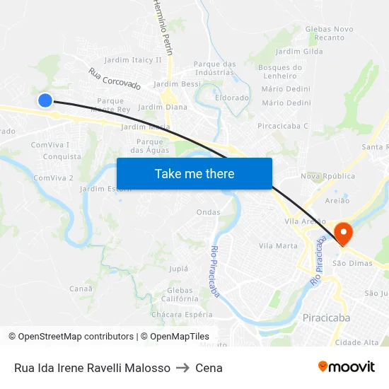 Rua Ida Irene Ravelli Malosso to Cena map