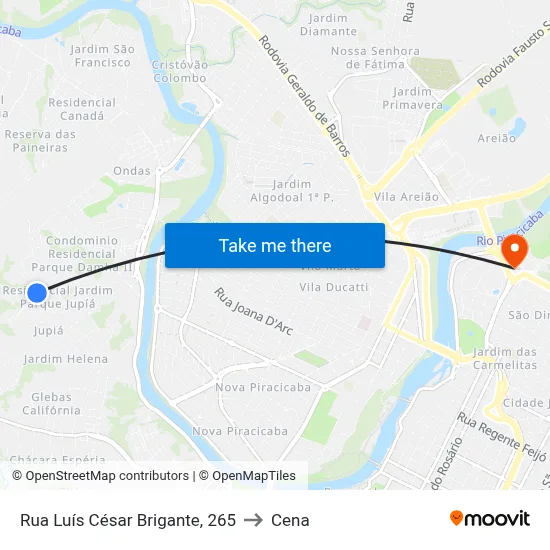 Rua Luís César Brigante, 265 to Cena map