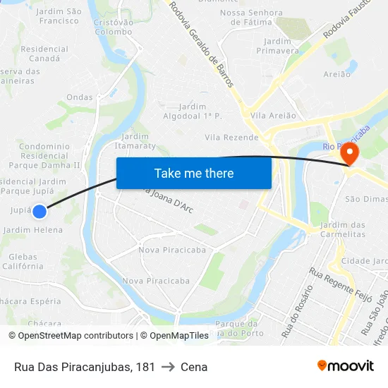 Rua Das Piracanjubas, 181 to Cena map