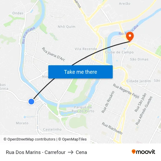 Rua Dos Marins - Carrefour to Cena map