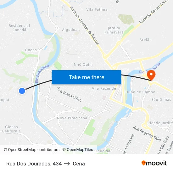 Rua Dos Dourados, 434 to Cena map