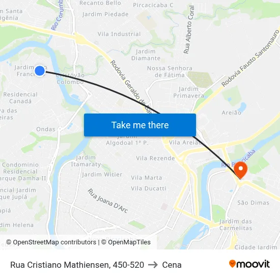 Rua Cristiano Mathiensen, 450-520 to Cena map