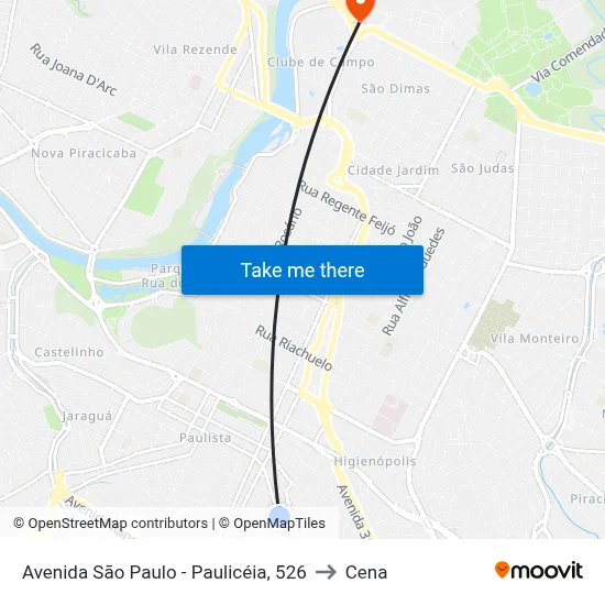 Avenida São Paulo - Paulicéia, 526 to Cena map
