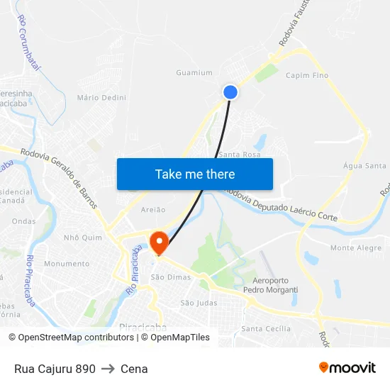 Rua Cajuru 890 to Cena map