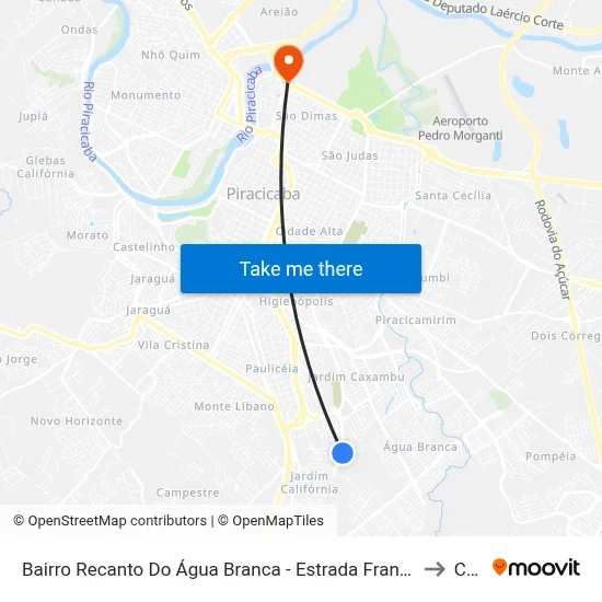 Bairro Recanto Do Água Branca - Estrada Francisco Luiz Rasera, 547 to Cena map