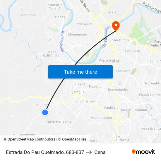 Estrada Do Pau Queimado, 683-837 to Cena map