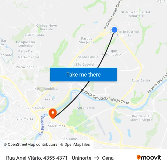 Rua Anel Viário, 4355-4371 - Uninorte to Cena map