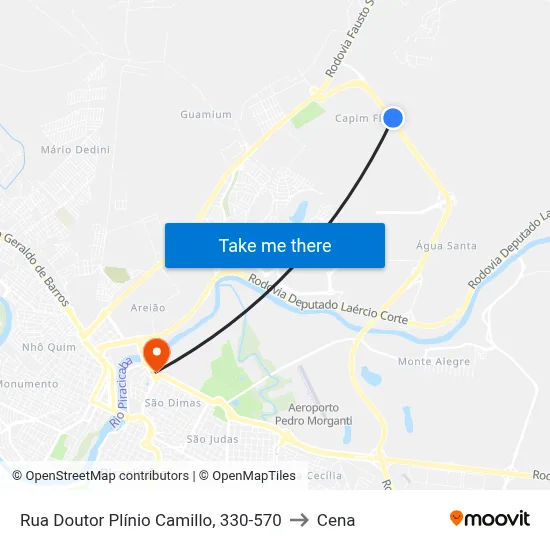 Rua Doutor Plínio Camillo, 330-570 to Cena map
