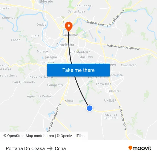 Portaria Do Ceasa to Cena map