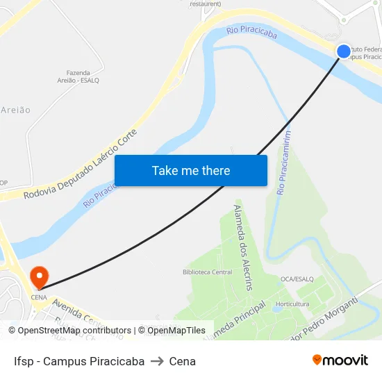 Ifsp - Campus Piracicaba to Cena map