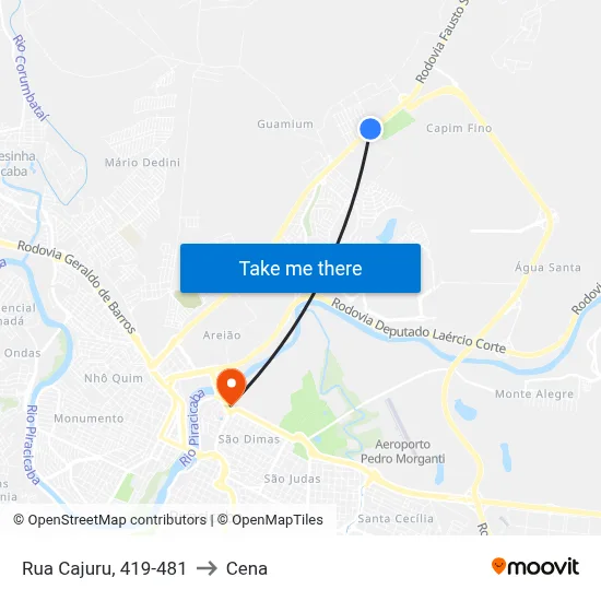 Rua Cajuru, 419-481 to Cena map
