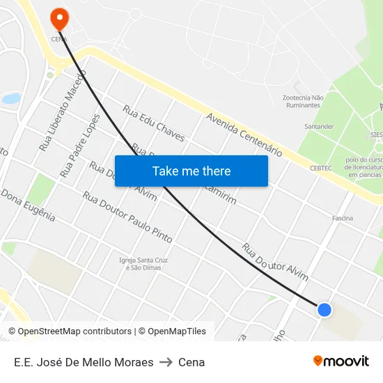 E.E. José De Mello Moraes to Cena map