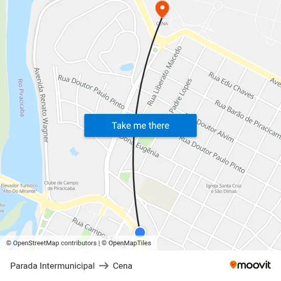 Parada Intermunicipal to Cena map