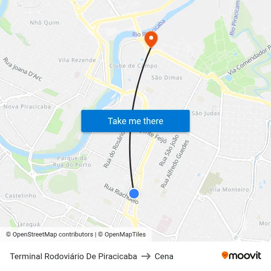 Terminal Rodoviário De Piracicaba to Cena map