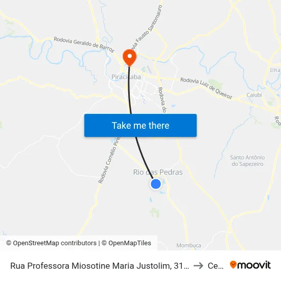 Rua Professora Miosotine Maria Justolim, 317-379 to Cena map