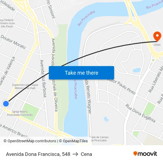 Avenida Dona Francisca, 548 to Cena map