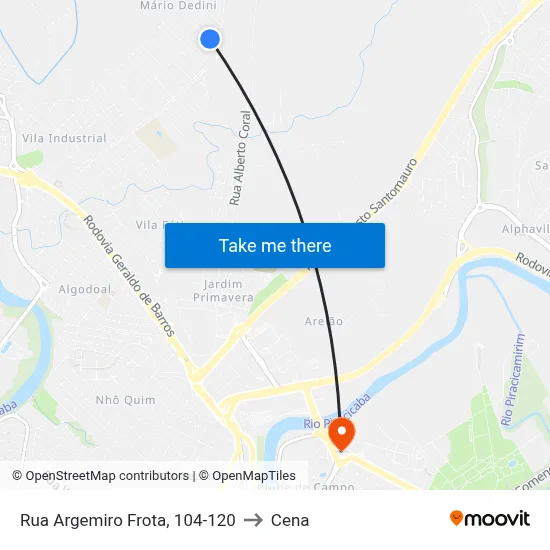 Rua Argemiro Frota, 104-120 to Cena map