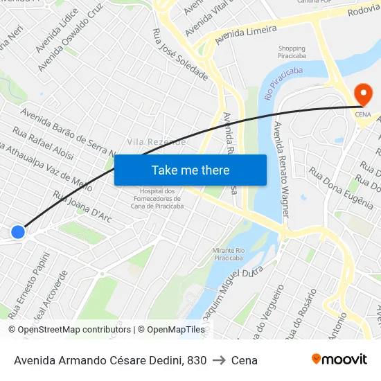 Avenida Armando Césare Dedini, 830 to Cena map