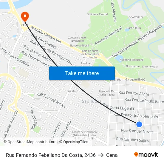Rua Fernando Febeliano Da Costa, 2436 to Cena map