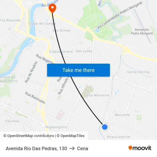 Avenida Rio Das Pedras, 130 to Cena map