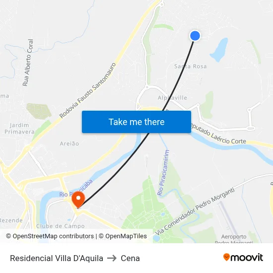 Residencial Villa D'Aquila to Cena map