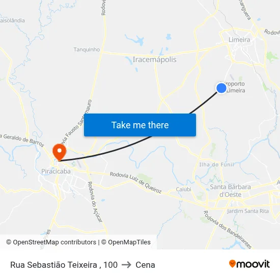Rua Sebastião Teixeira , 100 to Cena map