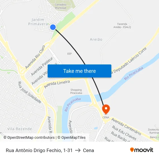 Rua Antônio Drigo Fechio, 1-31 to Cena map