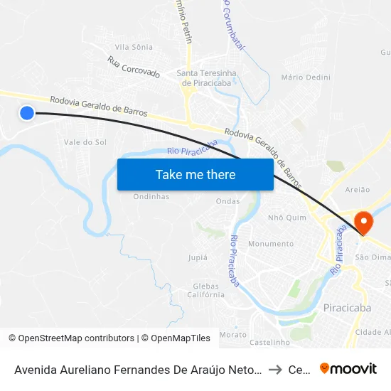Avenida Aureliano Fernandes De Araújo Neto 342 to Cena map