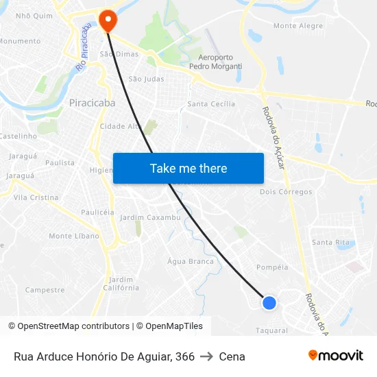 Rua Arduce Honório De Aguiar, 366 to Cena map