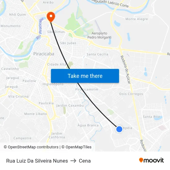 Rua Luiz Da Silveira Nunes to Cena map