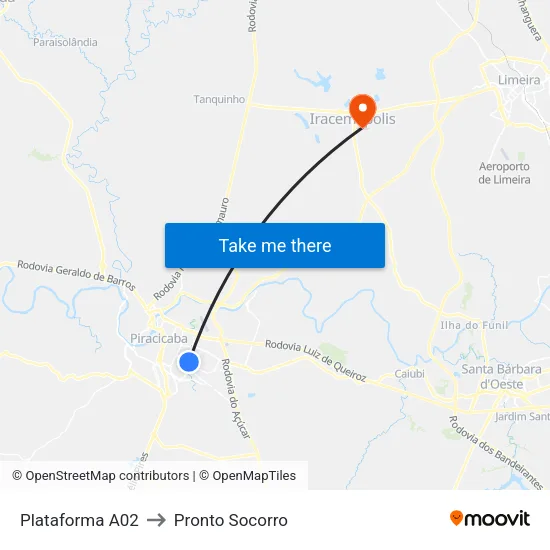 Plataforma A02 to Pronto Socorro map
