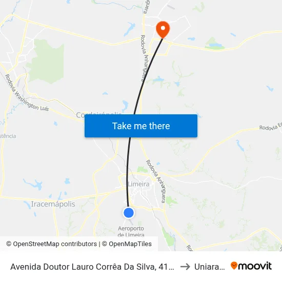 Avenida Doutor Lauro Corrêa Da Silva, 4103-4159 to Uniararas map