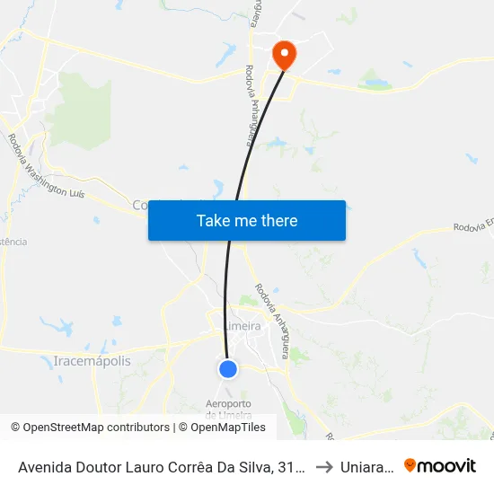 Avenida Doutor Lauro Corrêa Da Silva, 3155-3289 to Uniararas map