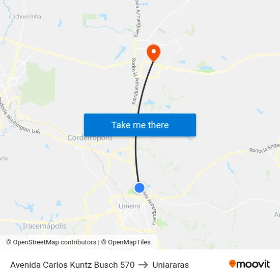 Avenida Carlos Kuntz Busch 570 to Uniararas map