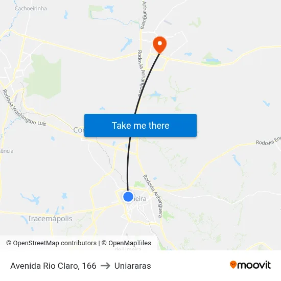 Avenida Rio Claro, 166 to Uniararas map