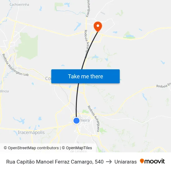 Rua Capitão Manoel Ferraz Camargo, 540 to Uniararas map