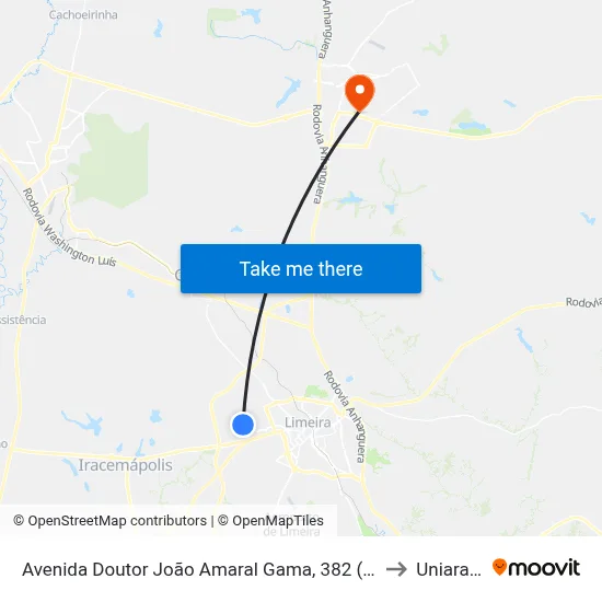 Avenida Doutor João Amaral Gama, 382 (Rapidão) to Uniararas map