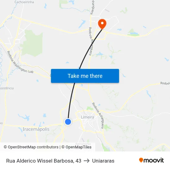 Rua Alderico Wissel Barbosa, 43 to Uniararas map