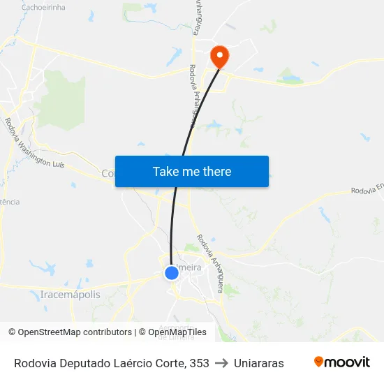 Rodovia Deputado Laércio Corte, 353 to Uniararas map