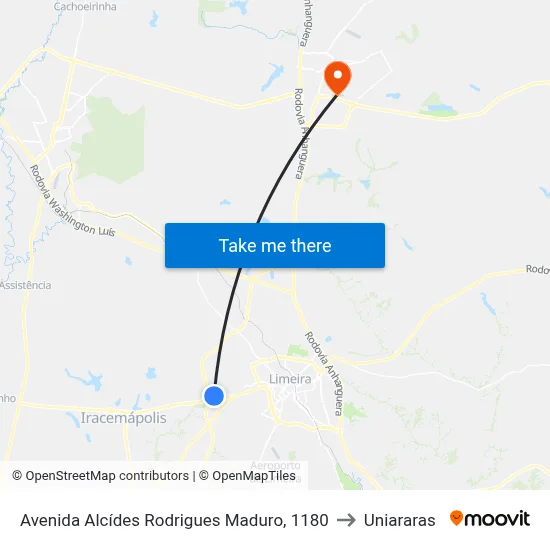 Avenida Alcídes Rodrigues Maduro, 1180 to Uniararas map